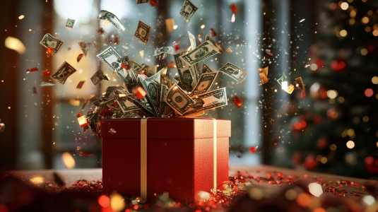 effeai_money_bursting_out_of_the_christmas_present_photoreali_d1521ac1-d70d-44a8-b8a4-7cc24a166180_0