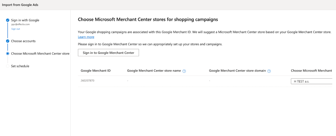 Propojení s Microsoft Merchant Center